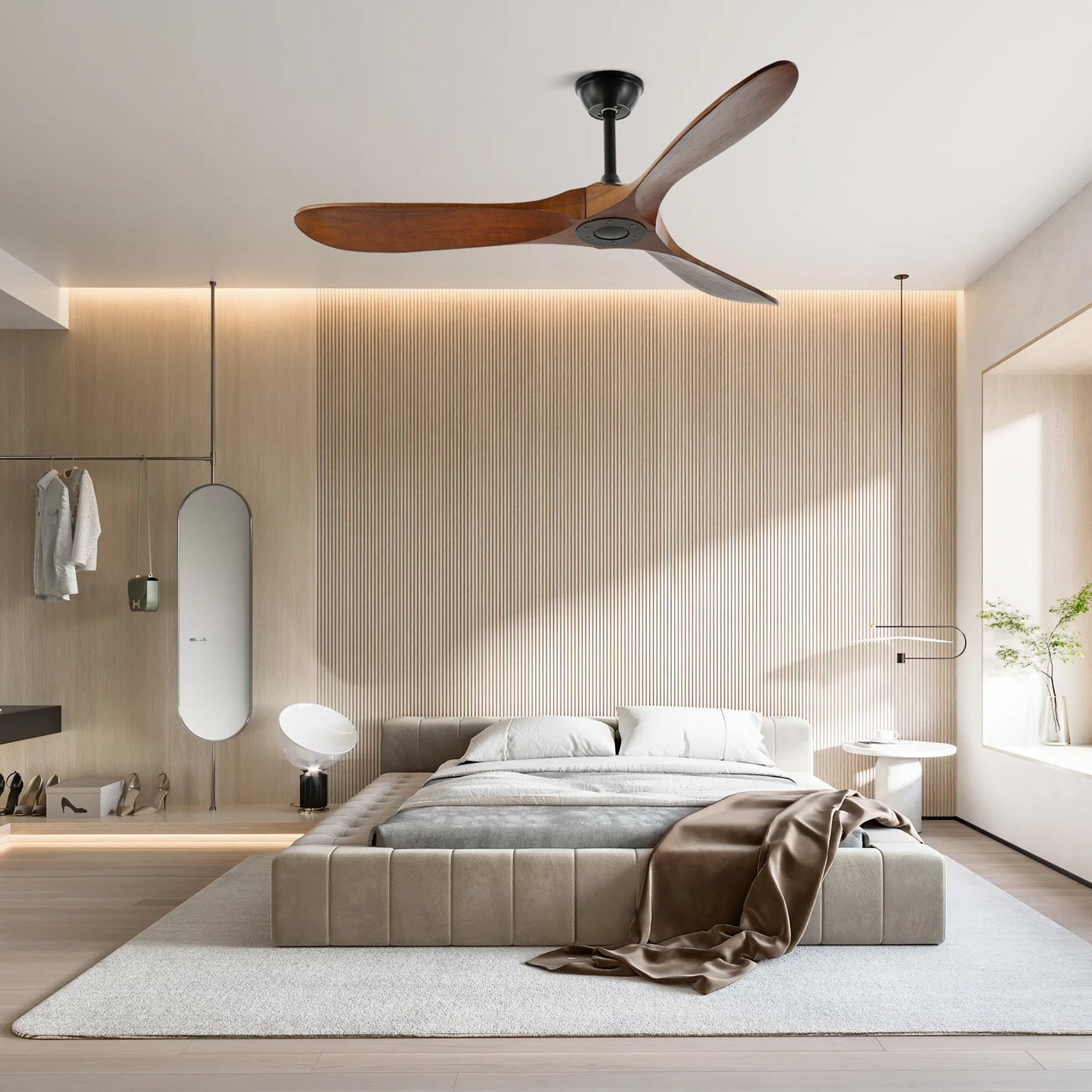 Ventilateur de plafond moderne en bois