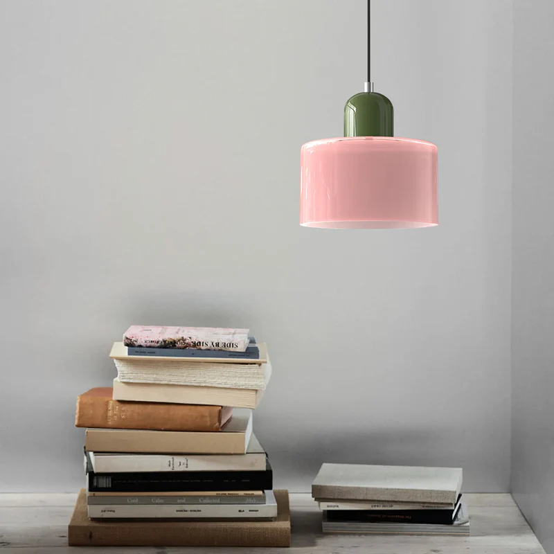 Petite lampe suspendue en verre de style Bauhaus