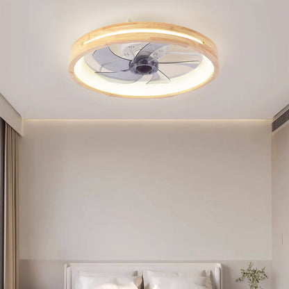 Ventilateur de plafond encastré en bois japonais avec lumière