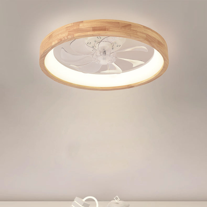 Ventilateur de plafond encastré en bois japonais avec lumière