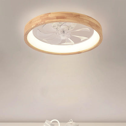 Ventilateur de plafond encastré en bois japonais avec lumière