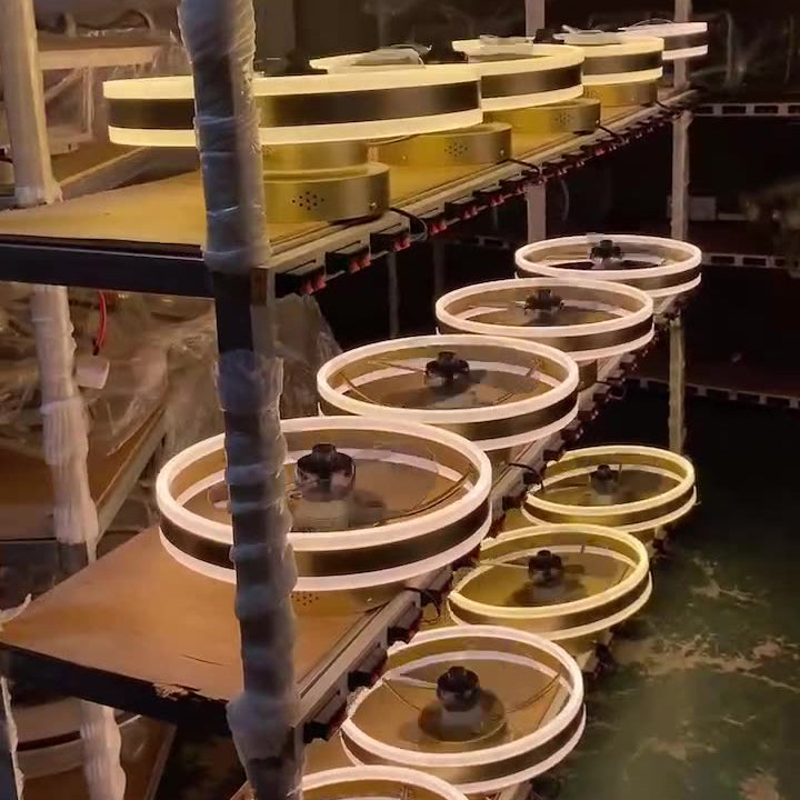 Ventilateur de plafond encastré en bois japonais avec lumière