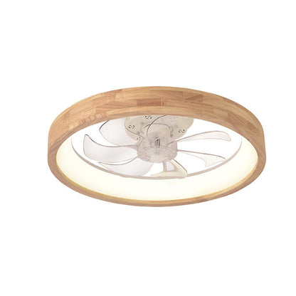 Ventilateur de plafond encastré en bois japonais avec lumière