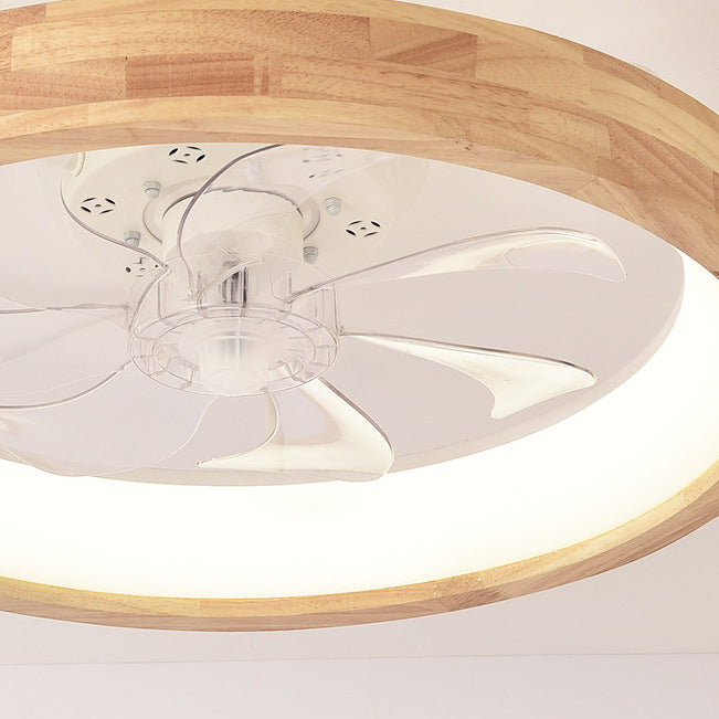Ventilateur de plafond encastré en bois japonais avec lumière