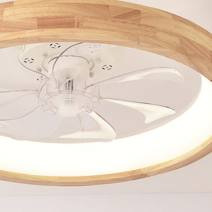 Ventilateur de plafond encastré en bois japonais avec lumière