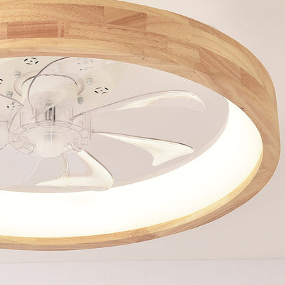 Ventilateur de plafond encastré en bois japonais avec lumière