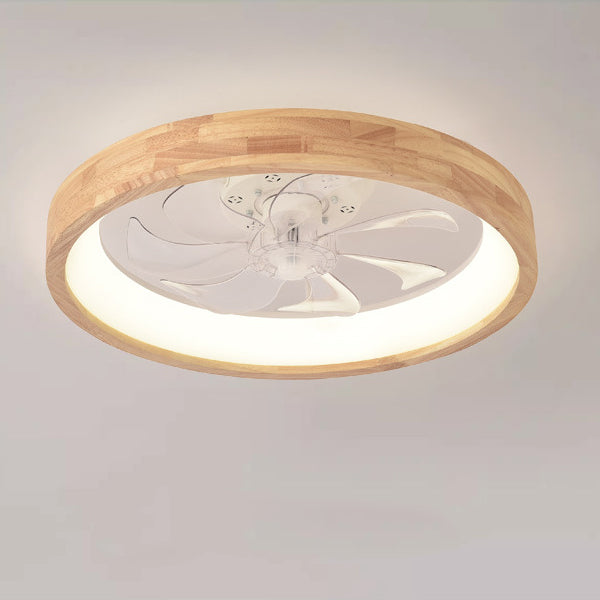 Ventilateur de plafond encastré en bois japonais avec lumière