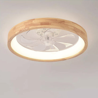 Ventilateur de plafond encastré en bois japonais avec lumière
