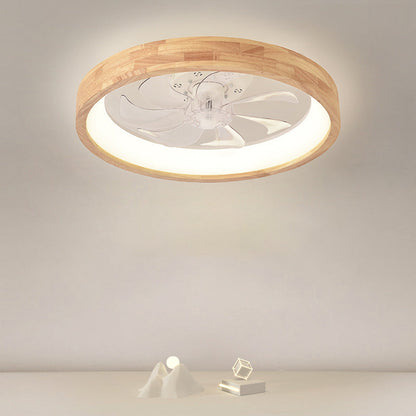 Ventilateur de plafond encastré en bois japonais avec lumière