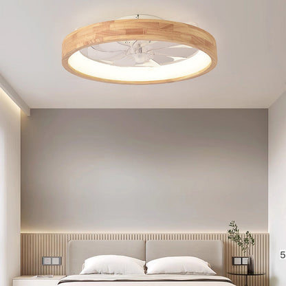 Ventilateur de plafond encastré en bois japonais avec lumière