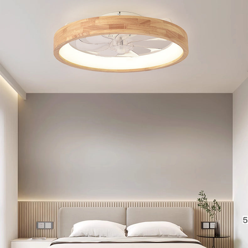 Ventilateur de plafond encastré en bois japonais avec lumière