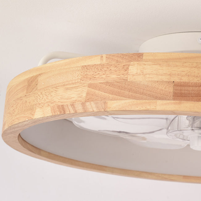Ventilateur de plafond encastré en bois japonais avec lumière