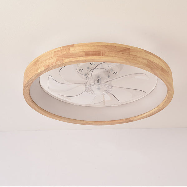 Ventilateur de plafond encastré en bois japonais avec lumière