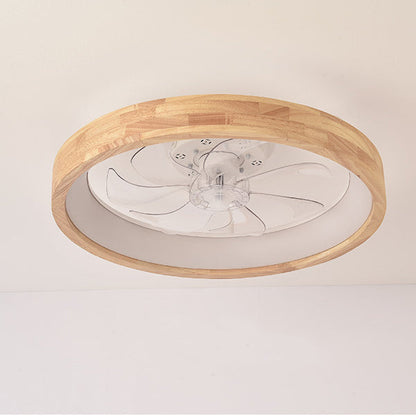 Ventilateur de plafond encastré en bois japonais avec lumière