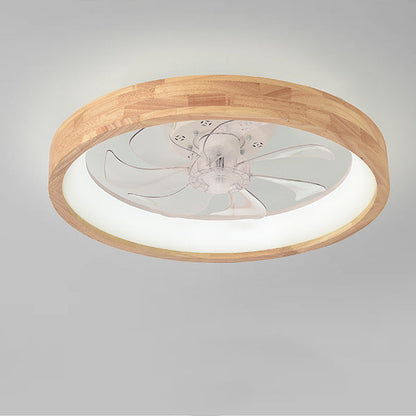 Ventilateur de plafond encastré en bois japonais avec lumière