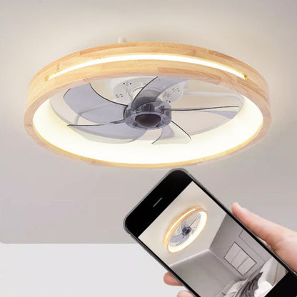 Ventilateur de plafond encastré en bois japonais avec lumière
