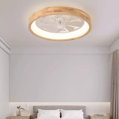 Ventilateur de plafond encastré en bois japonais avec lumière