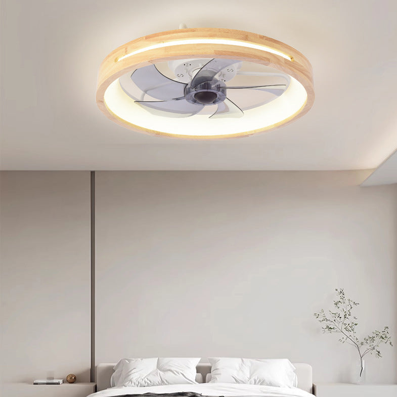 Ventilateur de plafond encastré en bois japonais avec lumière