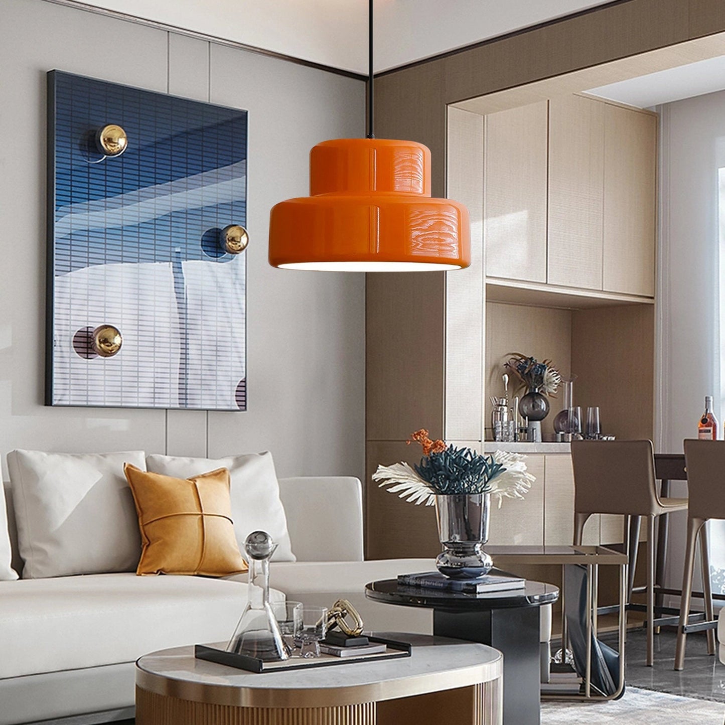 Lustre suspendu orange Bauhaus