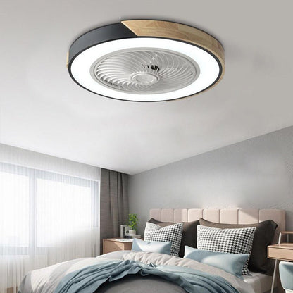 Ventilateur de plafond moderne en bois avec lumière LED