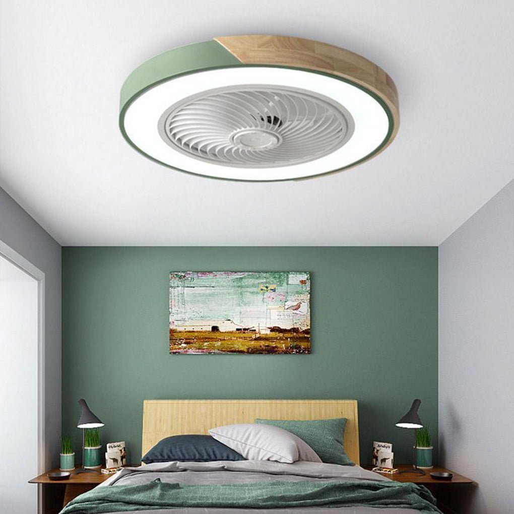 Ventilateur de plafond moderne en bois avec lumière LED