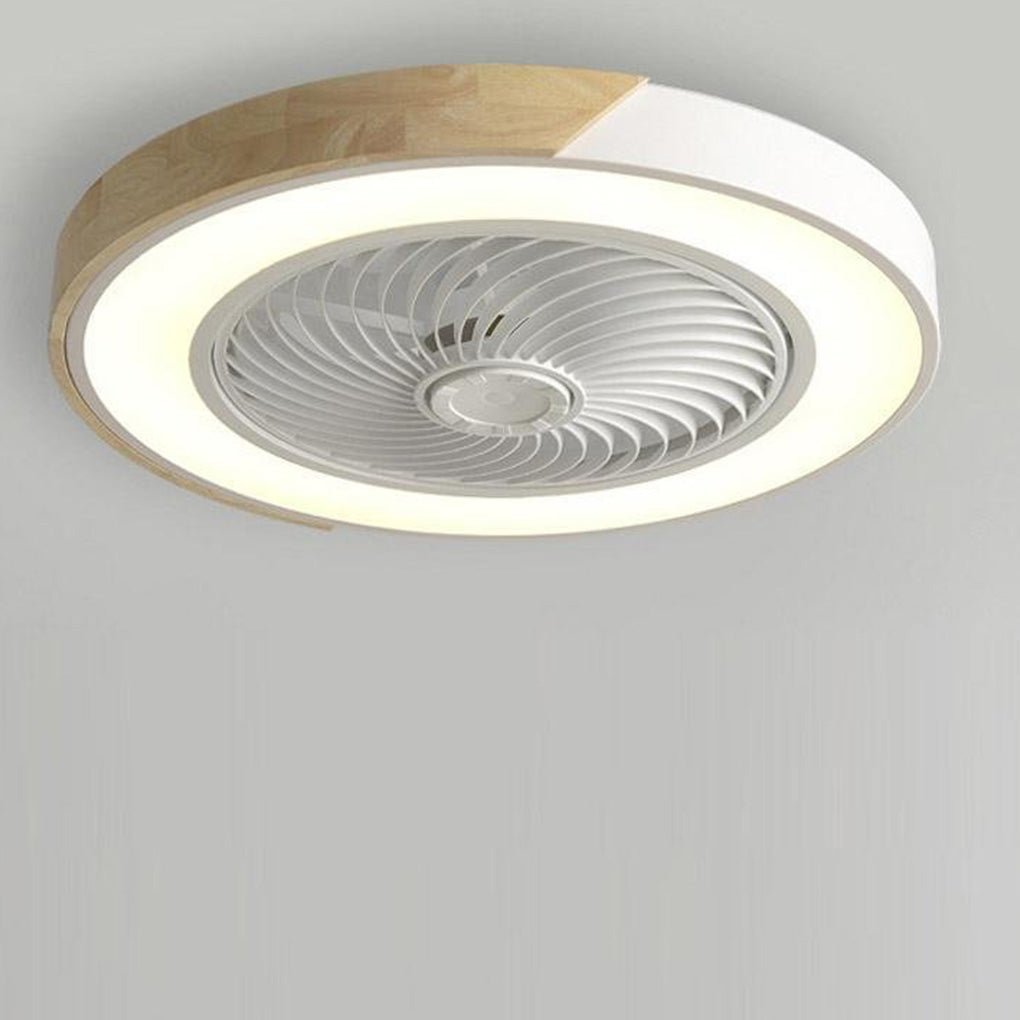 Ventilateur de plafond moderne en bois avec lumière LED