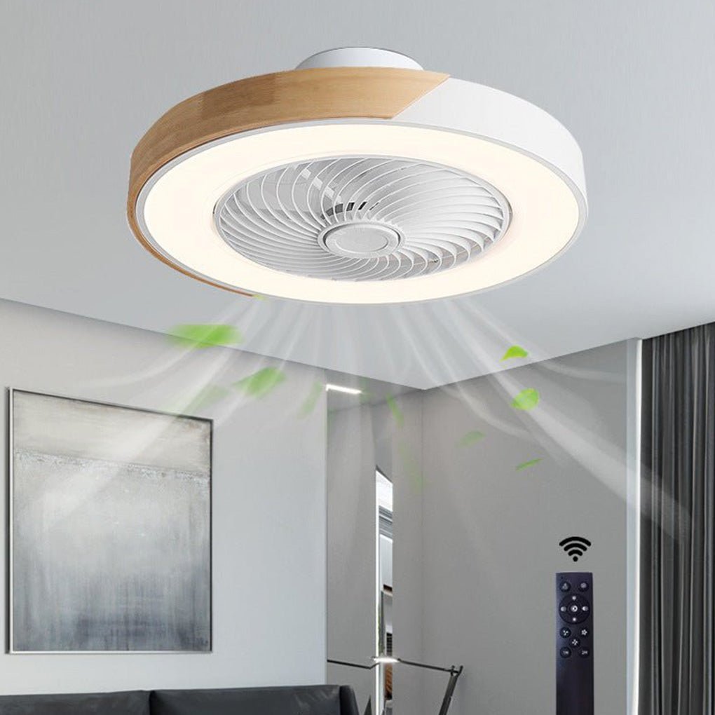 Ventilateur de plafond moderne en bois avec lumière LED