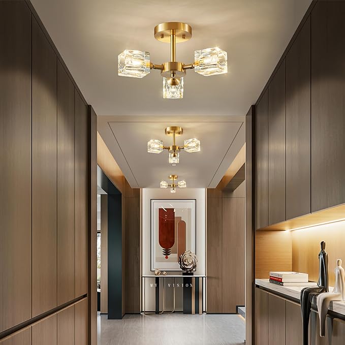 Lumière de chambre à coucher goutte de cristal dorée