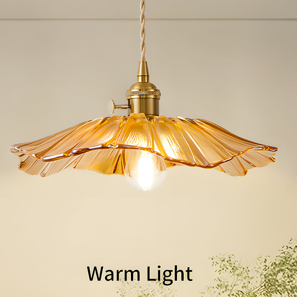 Suspension en verre à motif floral rétro