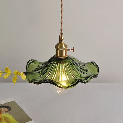 Lampe suspendue en verre à motif floral