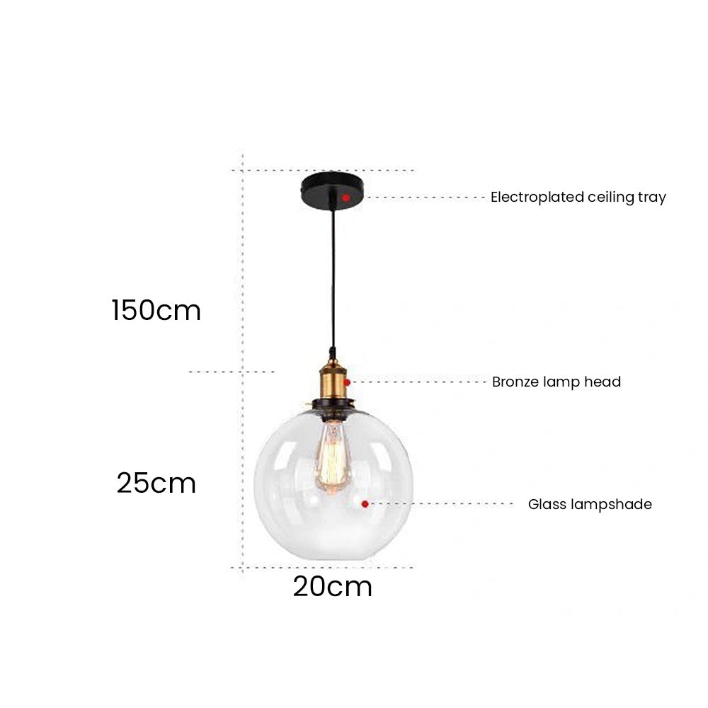 Lampe suspendue transparente de chevet