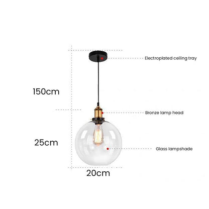 Lampe suspendue transparente de chevet