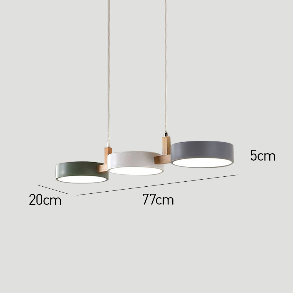 Lampe suspendue cylindrique moderne à plusieurs lumières