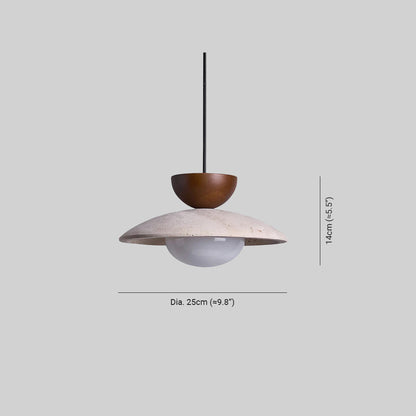 Suspension moderne en verre et travertin