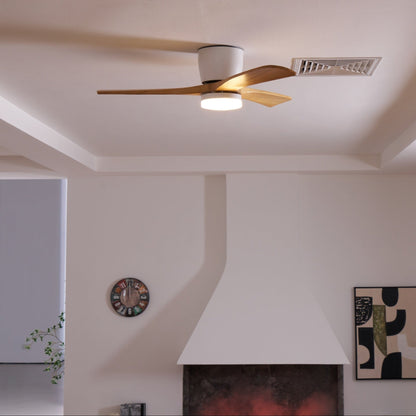 Ventilateur de plafond moderne en bois avec lumière LED