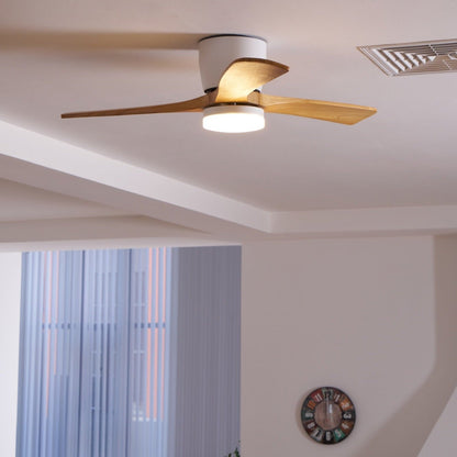 Ventilateur de plafond moderne en bois avec lumière LED