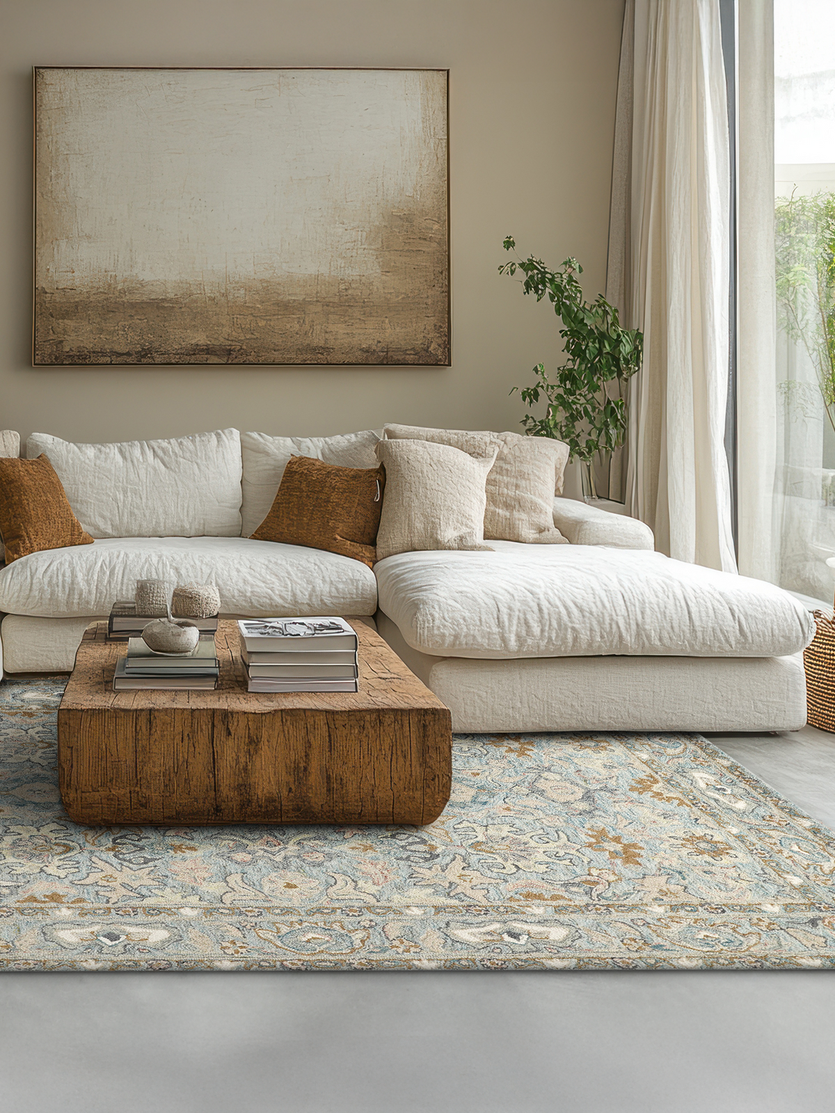 Tapis en laine et coton Veloria d’inspiration persane