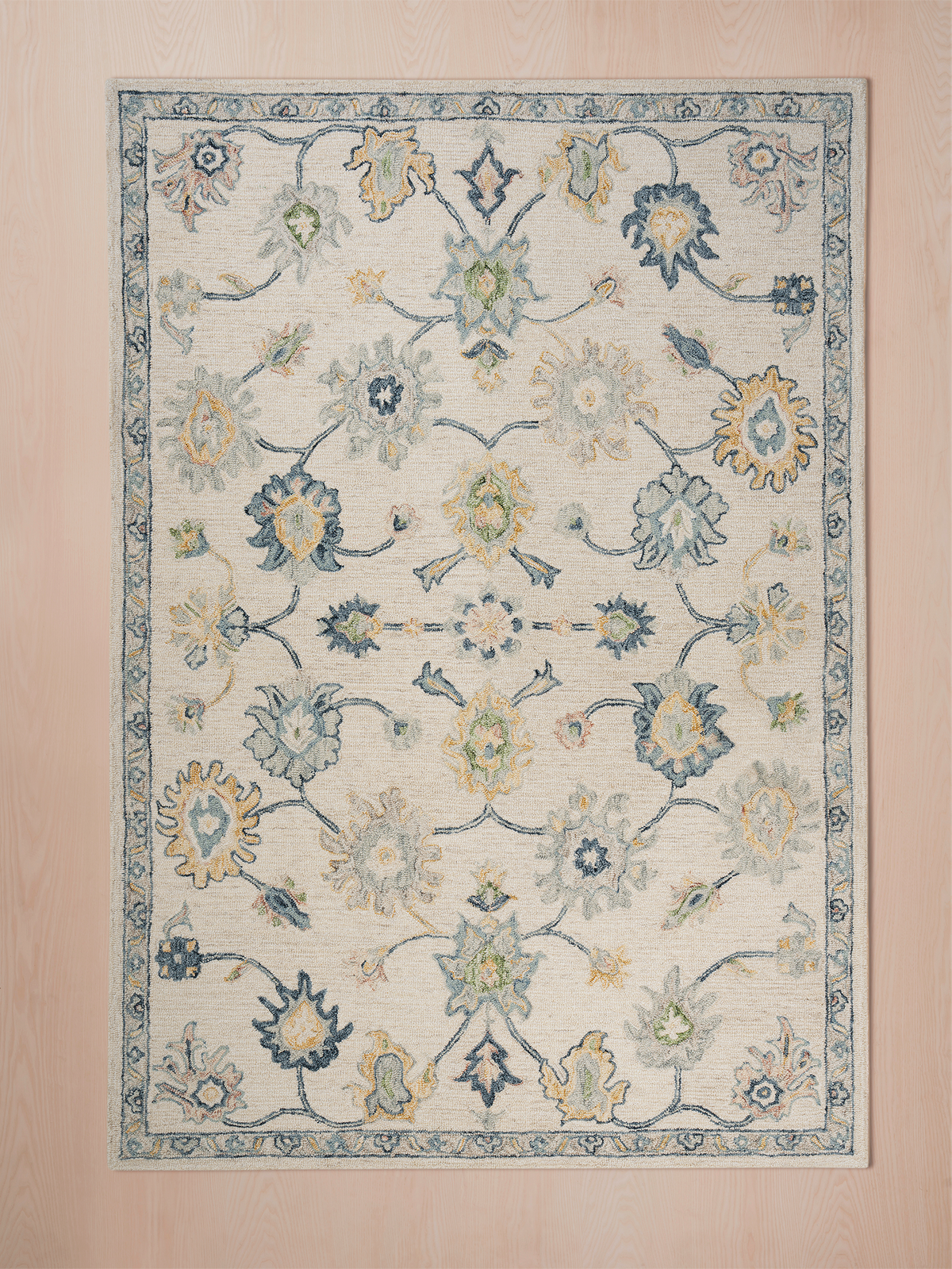 Tapis persan Calvera botanique en laine et coton
