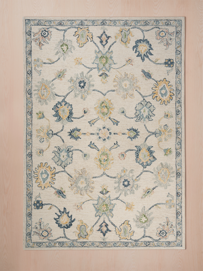 Tapis persan Calvera botanique en laine et coton