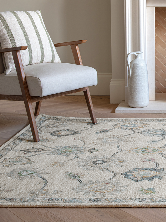 Tapis persan Calvera botanique en laine et coton