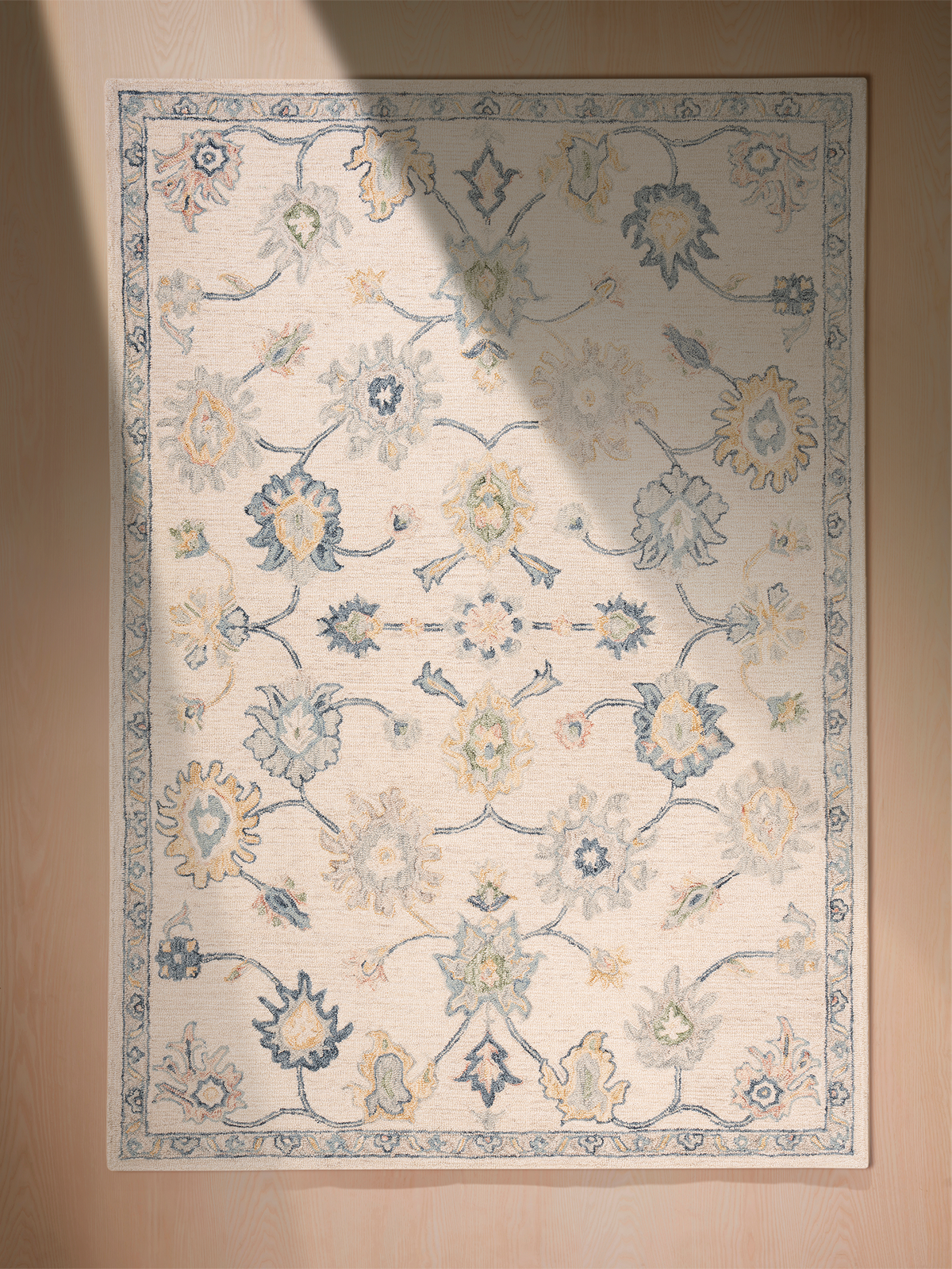 Tapis persan Calvera botanique en laine et coton
