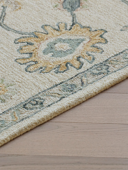Tapis persan Calvera botanique en laine et coton