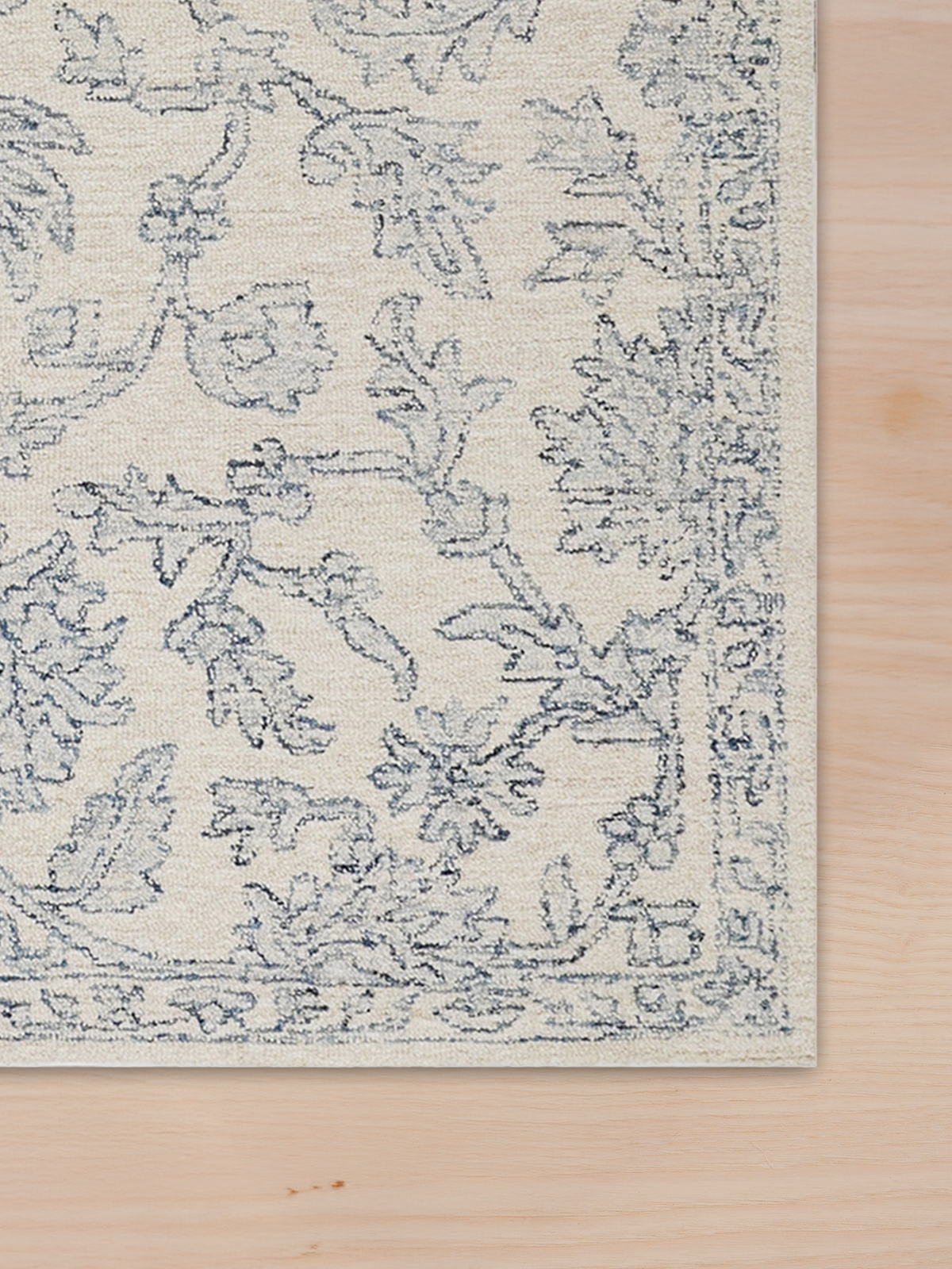 Tapis persan botanique Elvara en laine et coton