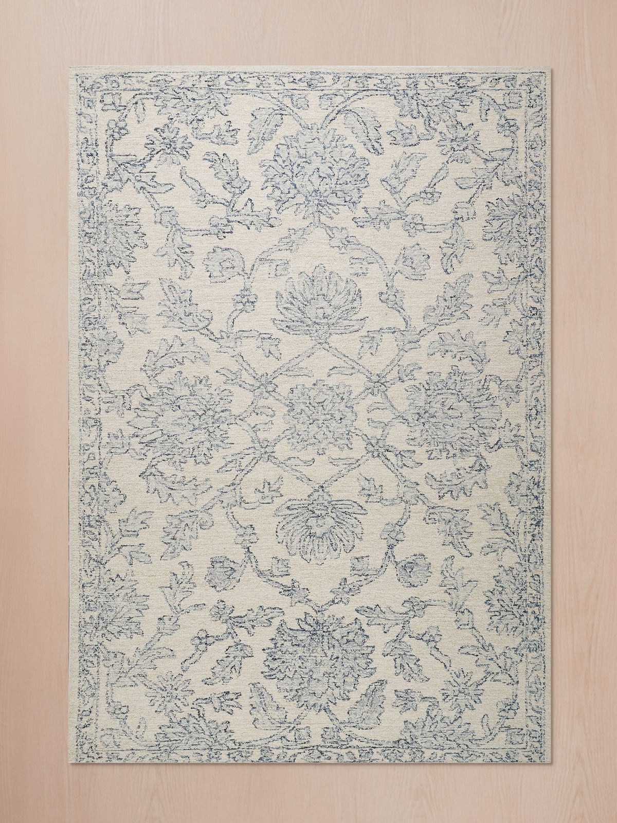 Tapis persan botanique Elvara en laine et coton