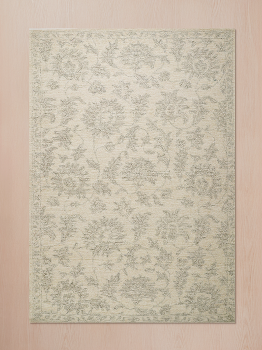 Timeless beige wool rug