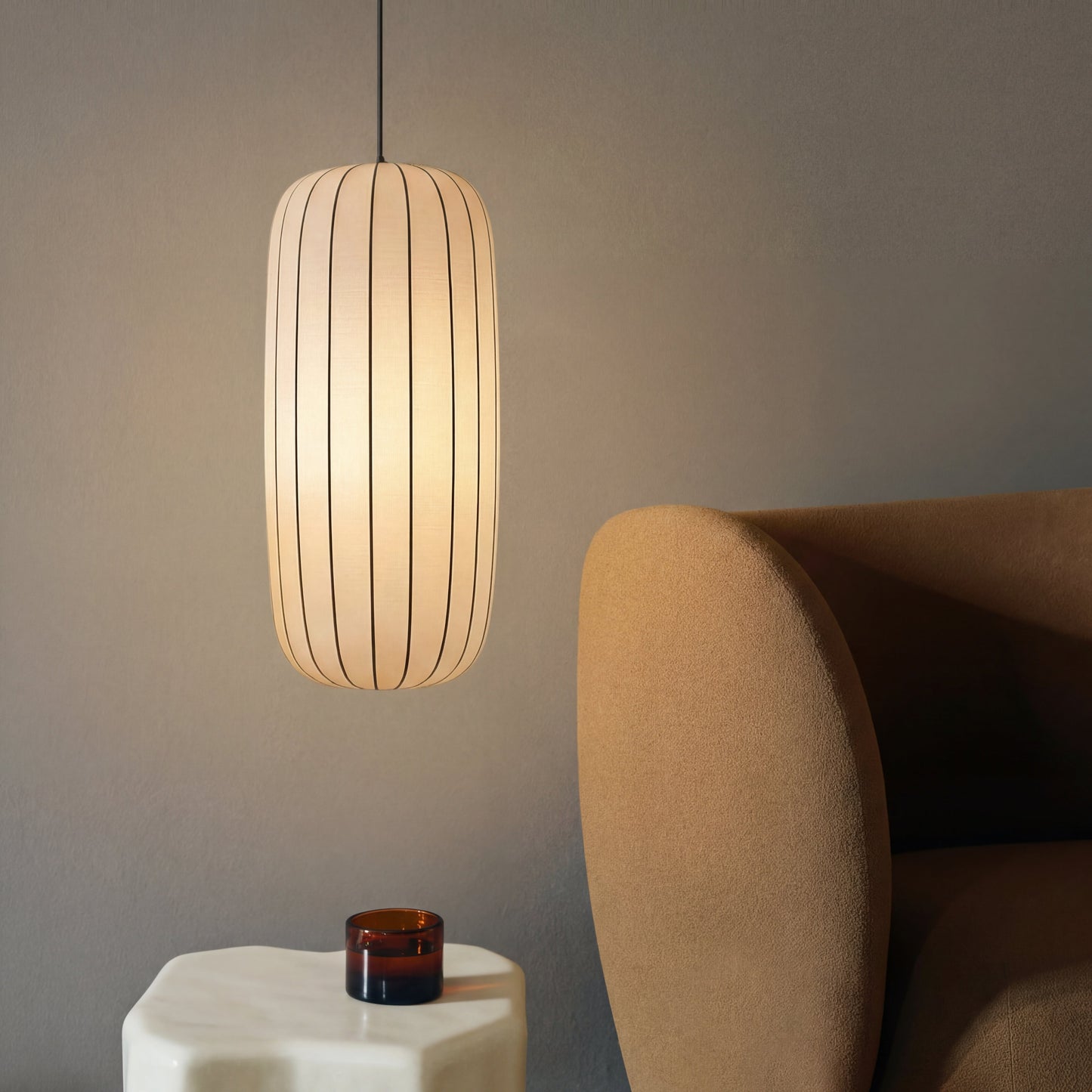 Lampe suspendue élégante en soie moderne