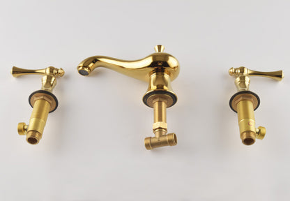 Robinet mitigeur de lavabo extensible Art déco Golveran en or poli