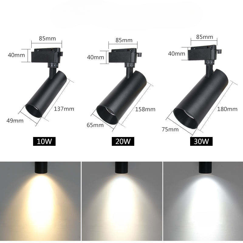 Spot LED sur rail orientable à faisceau réglable