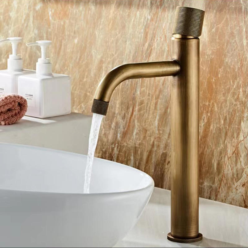 Robinet mitigeur de lavabo industriel à un trou Onyxbrel en laiton brossé vieilli