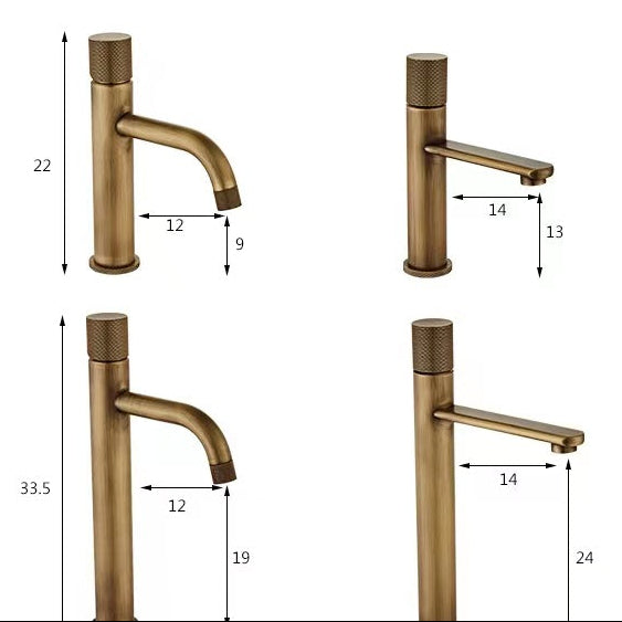 Robinet mitigeur de lavabo industriel à un trou Onyxbrel en laiton brossé vieilli